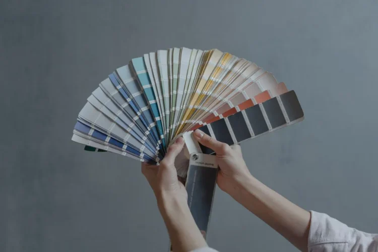 Brand color palette swatches showing a complete visual identity color system