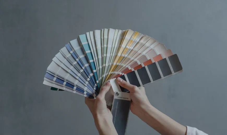 Brand color palette swatches showing a complete visual identity color system