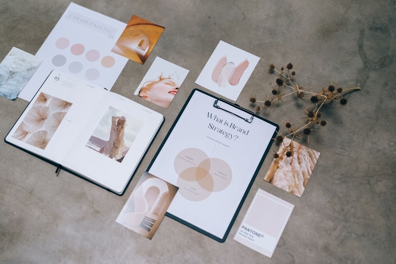 Brand identity system showing the six components working together as one designed whole