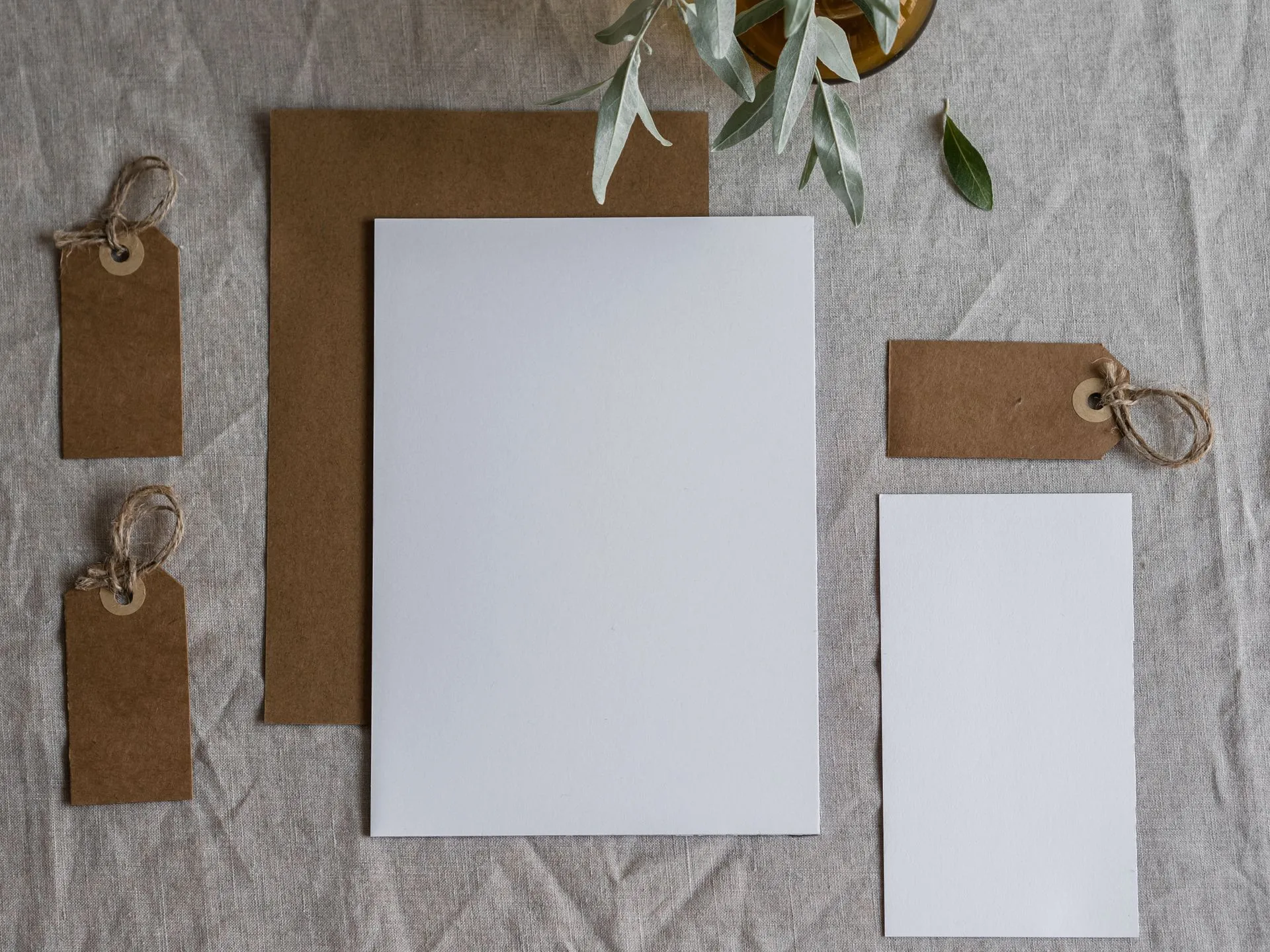 Brand identity components including logo, color palette, and typography arranged as a system